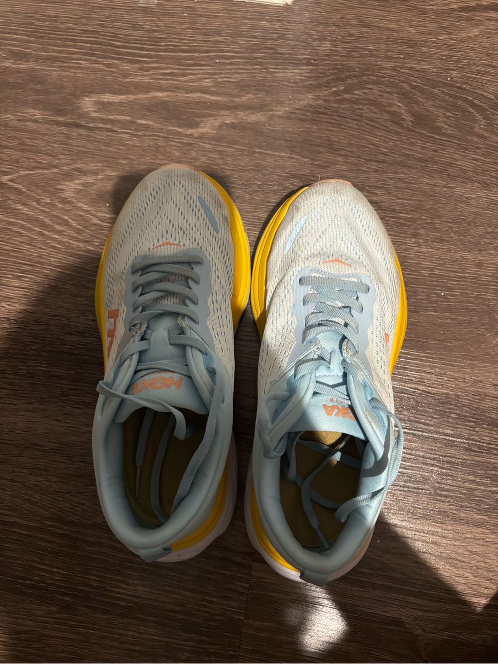 Hoka Women's Light Blue and Yellow Running Shoes